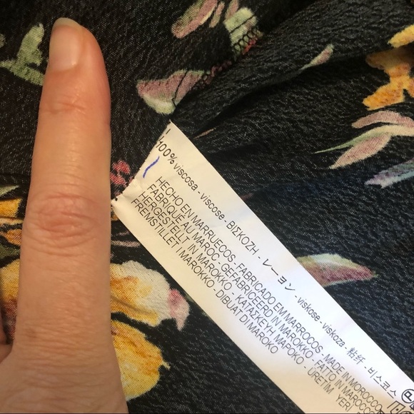 Zara Basic Collection Black Mini Dress w/ Florals - Picture 8 of 9